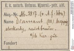 Etiketten zu Diamant (NHMW-MIN-Ab3817)